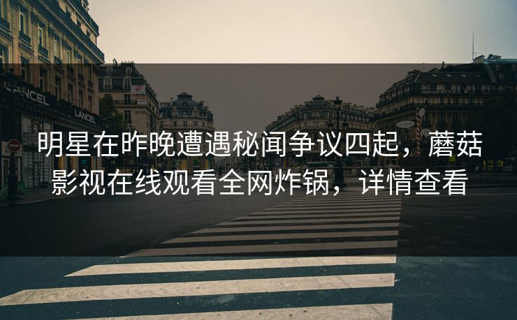 明星在昨晚遭遇秘闻争议四起，蘑菇影视在线观看全网炸锅，详情查看