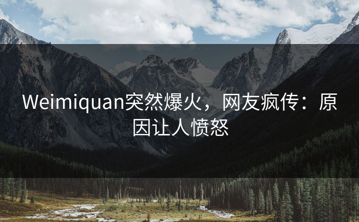 Weimiquan突然爆火，网友疯传：原因让人愤怒
