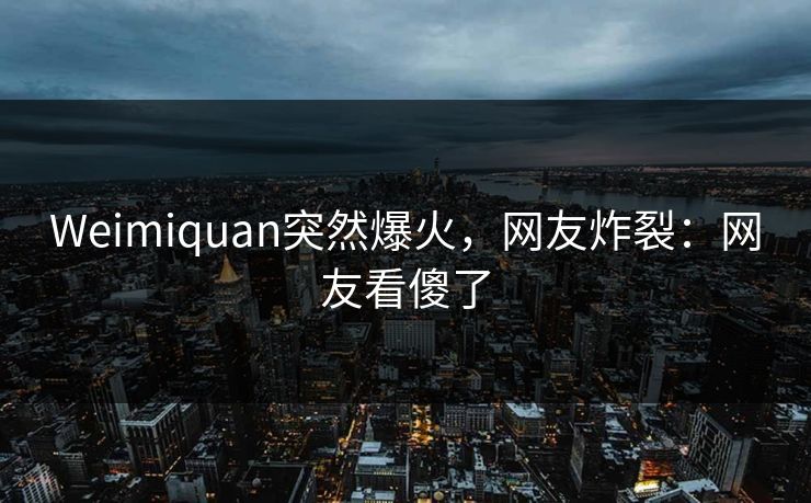 Weimiquan突然爆火，网友炸裂：网友看傻了