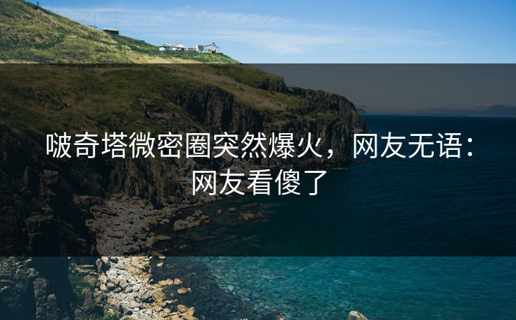 啵奇塔微密圈突然爆火，网友无语：网友看傻了