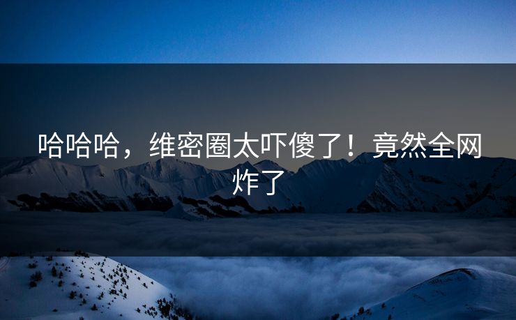 哈哈哈，维密圈太吓傻了！竟然全网炸了