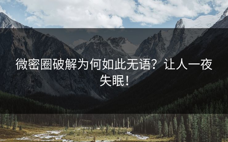 微密圈破解为何如此无语？让人一夜失眠！