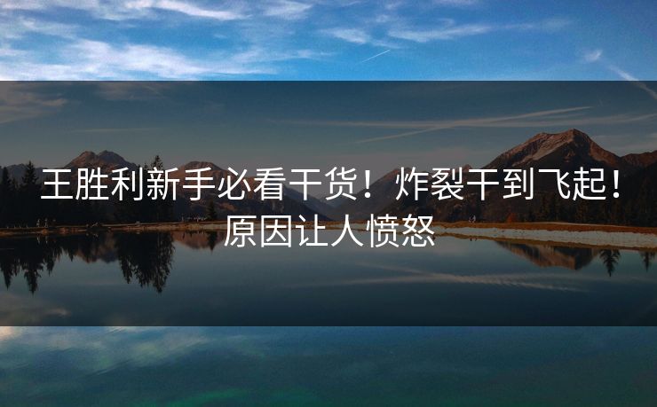 王胜利新手必看干货！炸裂干到飞起！原因让人愤怒
