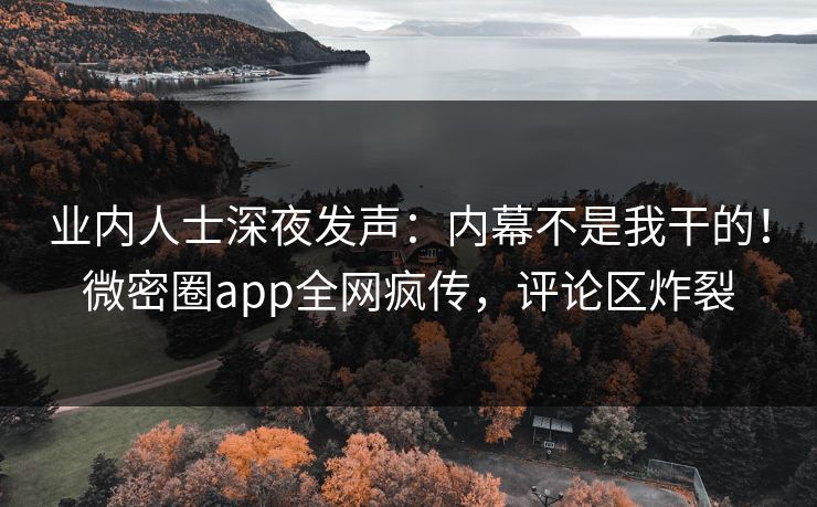 业内人士深夜发声：内幕不是我干的！微密圈app全网疯传，评论区炸裂