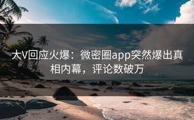 大V回应火爆：微密圈app突然爆出真相内幕，评论数破万