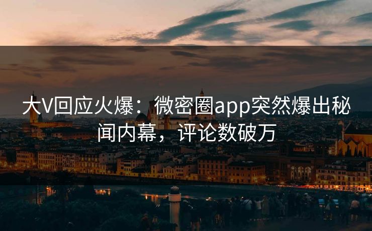大V回应火爆：微密圈app突然爆出秘闻内幕，评论数破万