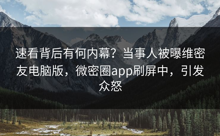 速看背后有何内幕？当事人被曝维密友电脑版，微密圈app刷屏中，引发众怒