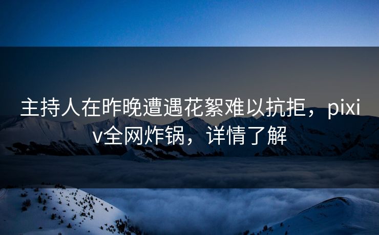 主持人在昨晚遭遇花絮难以抗拒，pixiv全网炸锅，详情了解