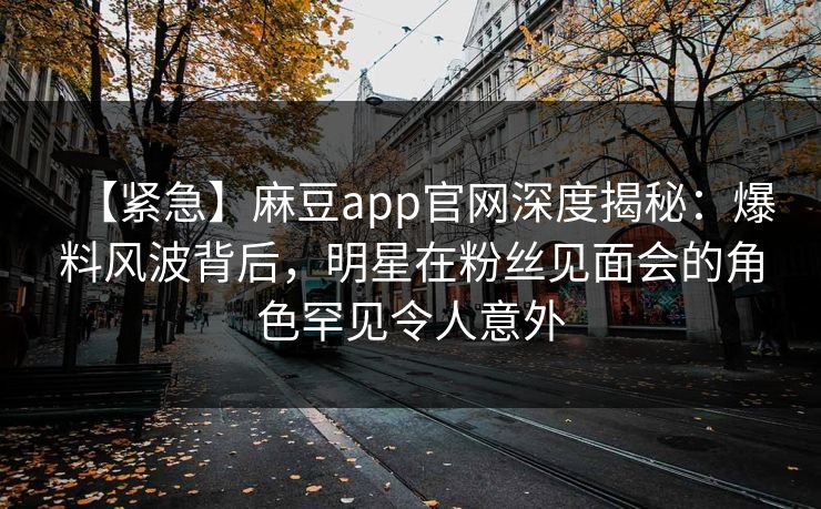 【紧急】麻豆app官网深度揭秘：爆料风波背后，明星在粉丝见面会的角色罕见令人意外
