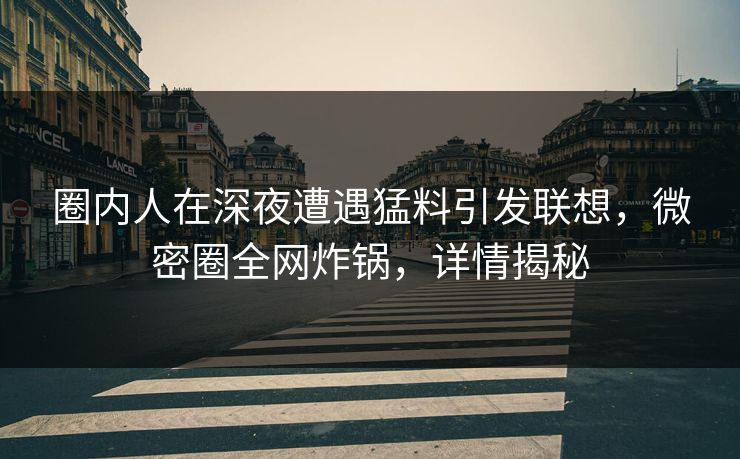 圈内人在深夜遭遇猛料引发联想，微密圈全网炸锅，详情揭秘