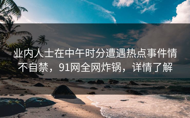 业内人士在中午时分遭遇热点事件情不自禁，91网全网炸锅，详情了解