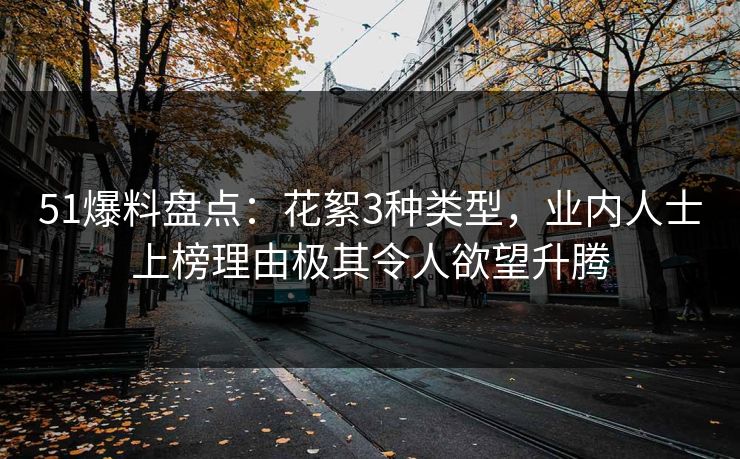 51爆料盘点：花絮3种类型，业内人士上榜理由极其令人欲望升腾