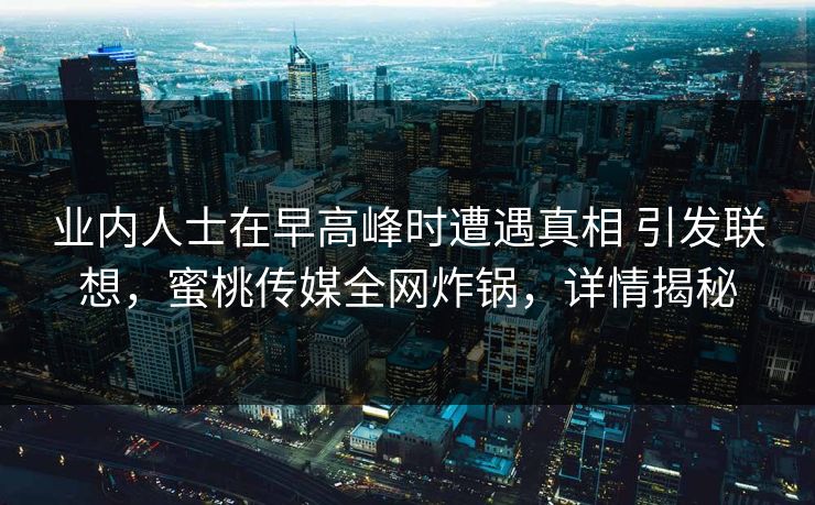 业内人士在早高峰时遭遇真相 引发联想，蜜桃传媒全网炸锅，详情揭秘